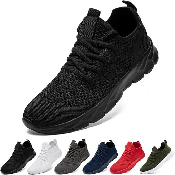 Women's men's running shoes, tennis foot stomping walking shoes, neutral, lightweight and comfortable fitness slippers, black, women's size 11.5/men's size 10